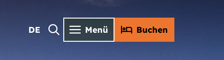 Menü der WEbsite mit Buchen-Button