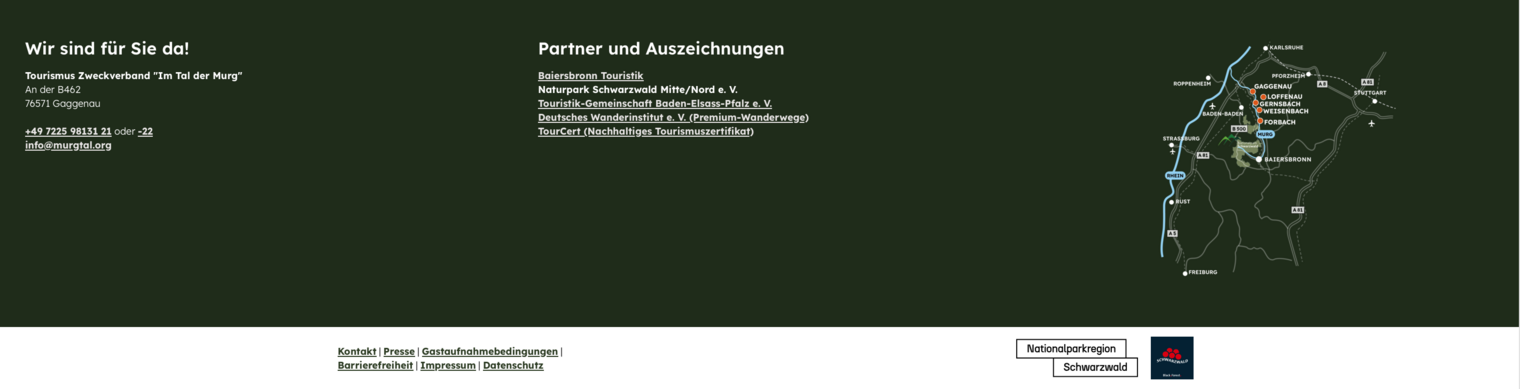 Informationen ganz unten auf der Startseite