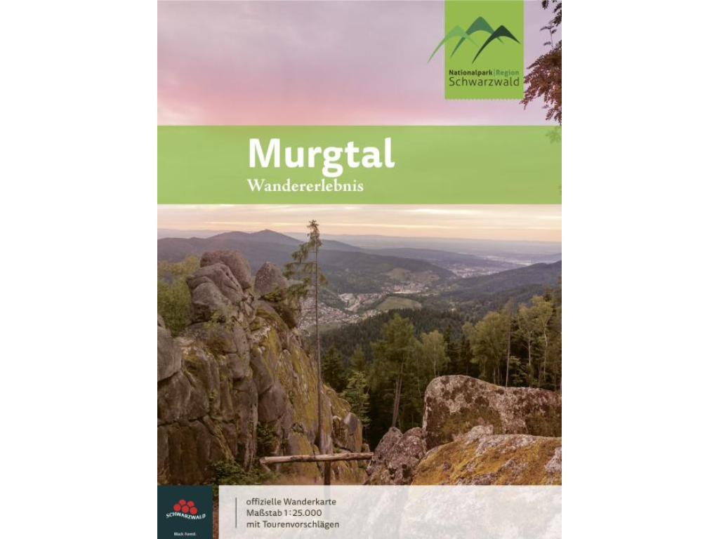 Titelbild der Wanderkarte Murgtal Wandererlebnis mit offiziellen Landschaftsrouten und Panoramablick über den Schwarzwald.